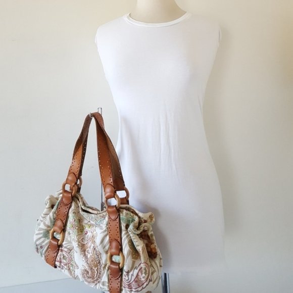 Fossil Beaded Canvas & Leather Bag - Picture 2 of 14